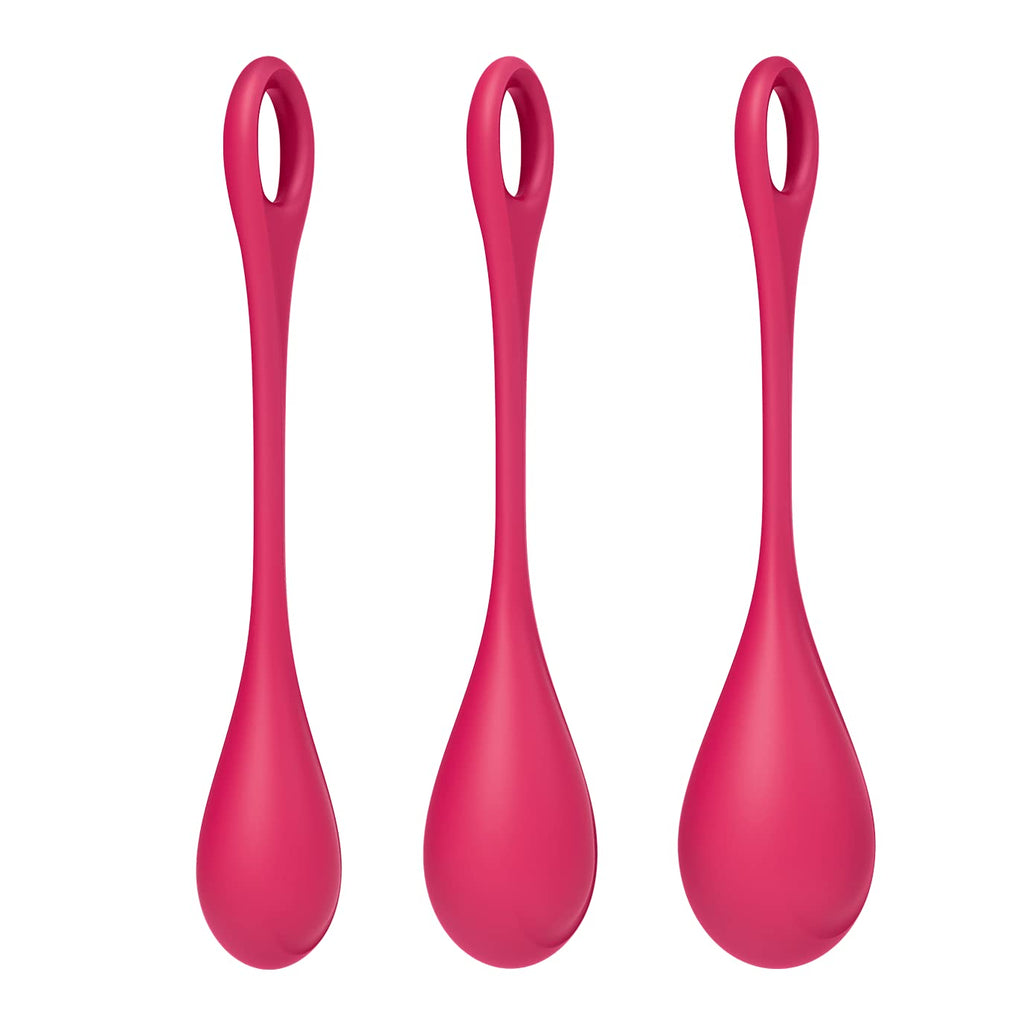 Satisfyer Yoni Power 1 Kegel Balls - Kegel Exercise Weights, Ben Wa Balls, Pelvic Floor Training, Tightening, Ideal for Beginners, 3-Piece Set (Red)