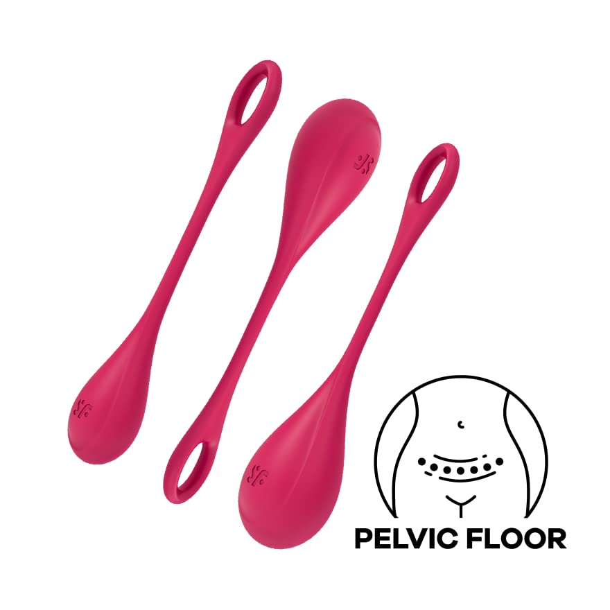 Satisfyer Yoni Power 1 Kegel Balls - Kegel Exercise Weights, Ben Wa Balls, Pelvic Floor Training, Tightening, Ideal for Beginners, 3-Piece Set (Red)