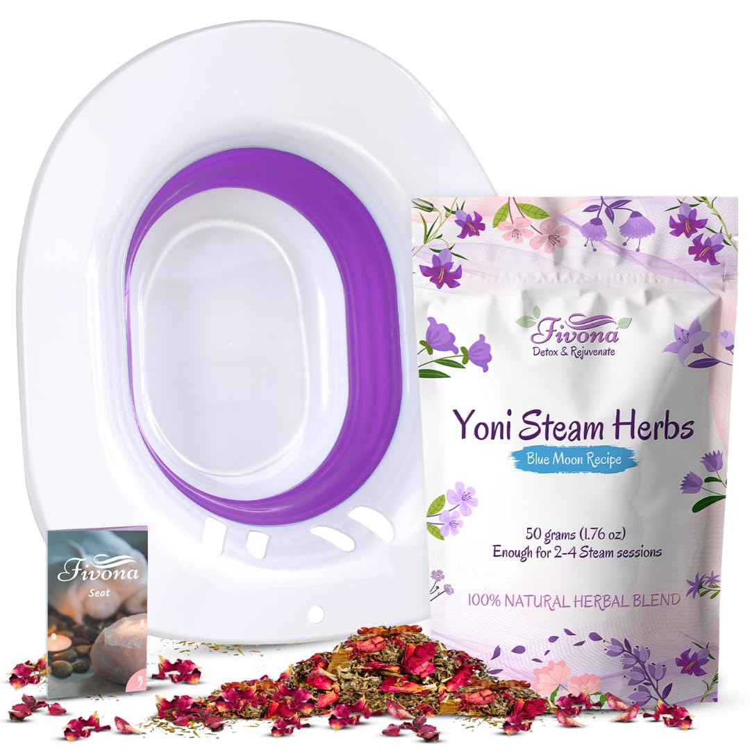 Fivona Yoni Steam Kit 2-in-1 Seat with V Steaming Herbs Sunrise Recipe for Detox, Cleansing, PH Balance and Odor Control