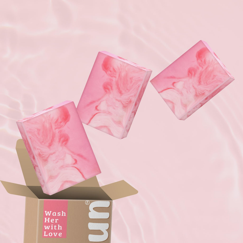 Muun Yoni Soap Bar - Pack 3 pH Balancing Cleanser - Probiotics & Natural Ingredients - Gentle Cleansing Formula Eliminates Odor Vaginal Health - Feminine Wash - Moisturizing Intimate (Strawberry, Pack of 3)