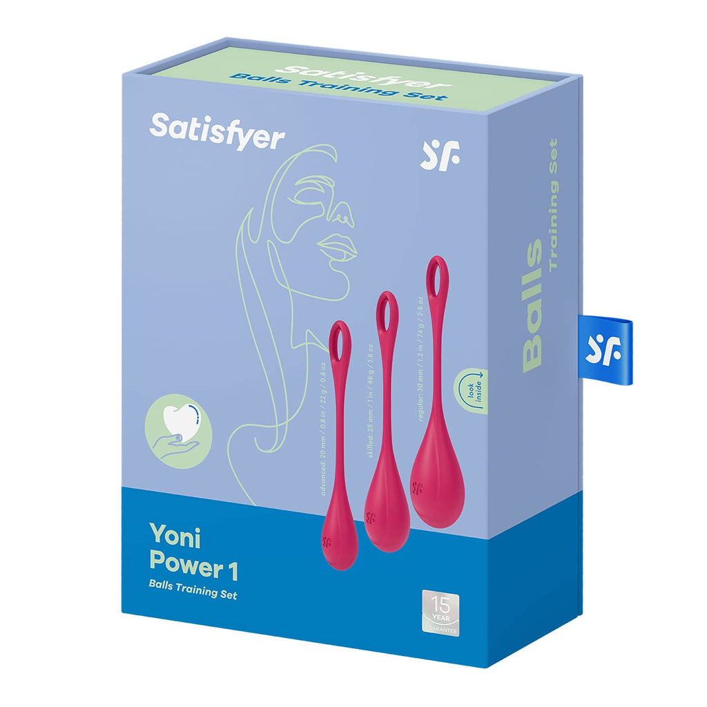 Satisfyer Yoni Power 1 Kegel Balls - Kegel Exercise Weights, Ben Wa Balls, Pelvic Floor Training, Tightening, Ideal for Beginners, 3-Piece Set (Red)