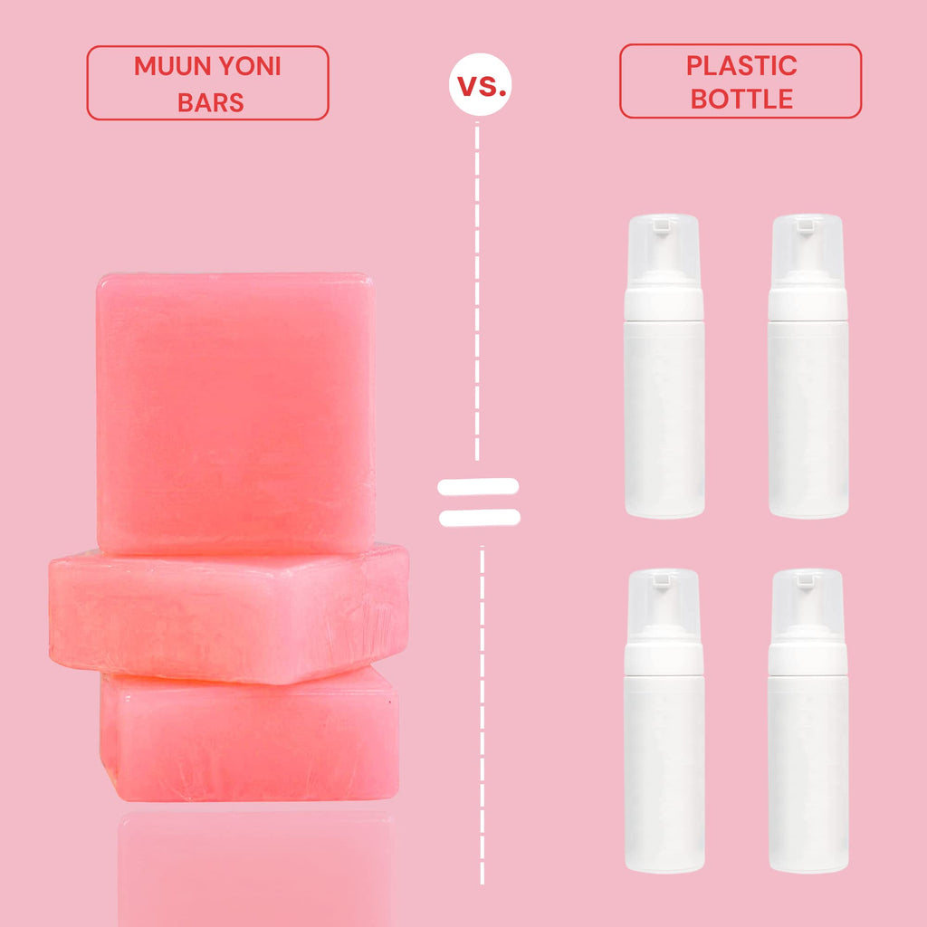 Muun Yoni Soap Bar - Pack 3 pH Balancing Cleanser - Probiotics & Natural Ingredients - Gentle Cleansing Formula Eliminates Odor Vaginal Health - Feminine Wash - Moisturizing Intimate (Strawberry, Pack of 3)