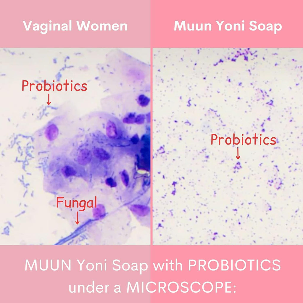 Muun Yoni Soap Bar - Pack 3 pH Balancing Cleanser - Probiotics & Natural Ingredients - Gentle Cleansing Formula Eliminates Odor Vaginal Health - Feminine Wash - Moisturizing Intimate (Strawberry, Pack of 3)
