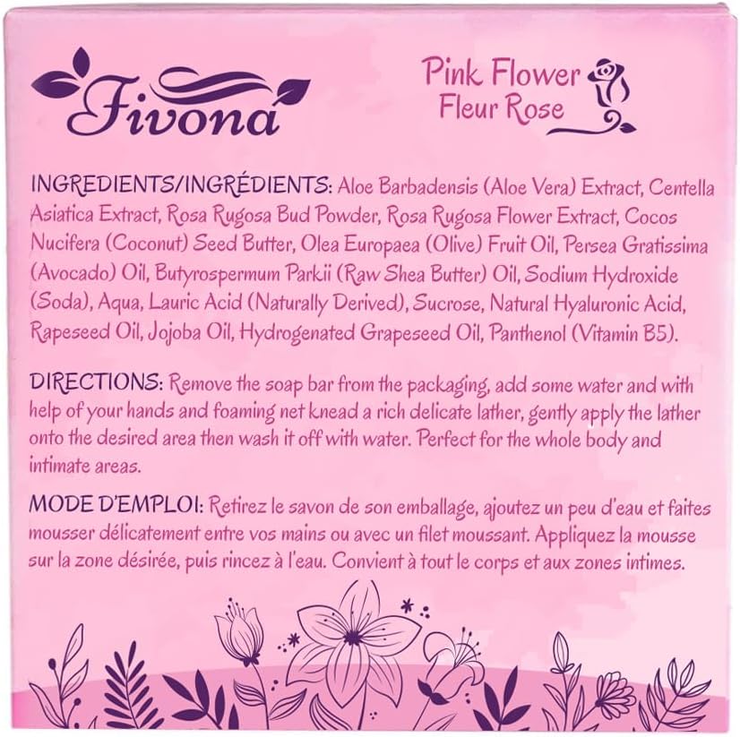 FIVONA Yoni Soap Herbal Bar 5.3oz for Gentle Feminine Intimate Wash and Whole Body All-Natural Handmade Includes Exfoliating Scrubber Foaming Net - Natural Vagi Cleansing