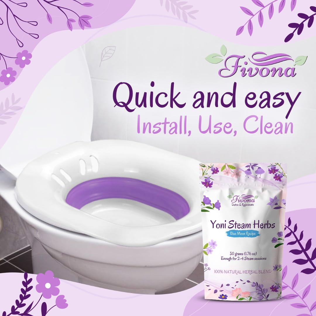Fivona Yoni Steam Kit 2-in-1 Seat with V Steaming Herbs Sunrise Recipe for Detox, Cleansing, PH Balance and Odor Control