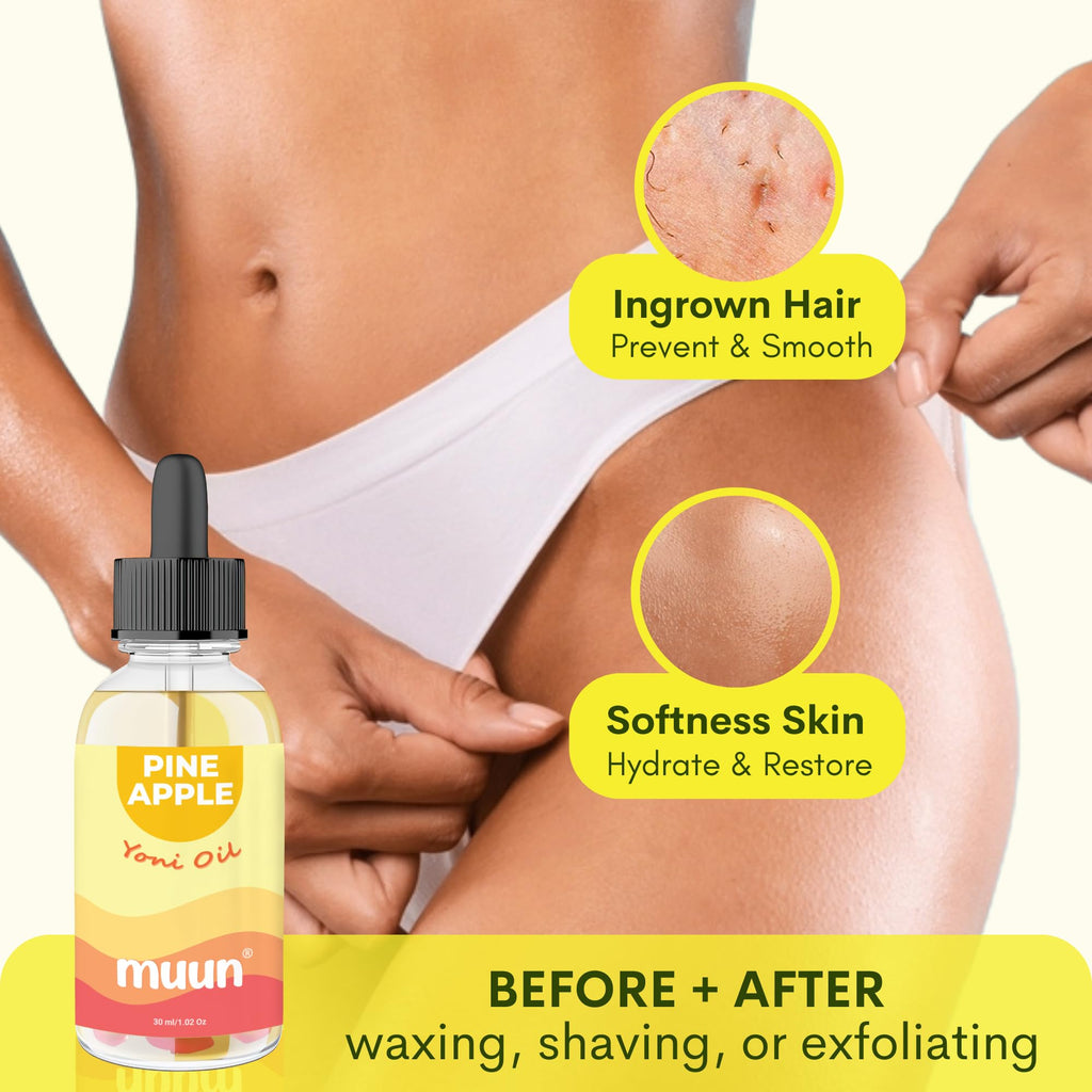Muun Pineapple Intimate Oil for Dryness Perfume Oil After Shave Ingrown Hair Moisturizer & Nourishing Care For Women, 100% Natural