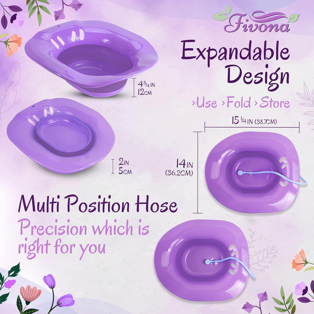 Fivona Yoni Steam Kit 4-in-1 Bundle of Expandable Steaming Seat for Toilet Pump Storage Bag and All Natural Blue Moon Yoni Steam Herbs for V-Steam Therapy Cleansing Detox