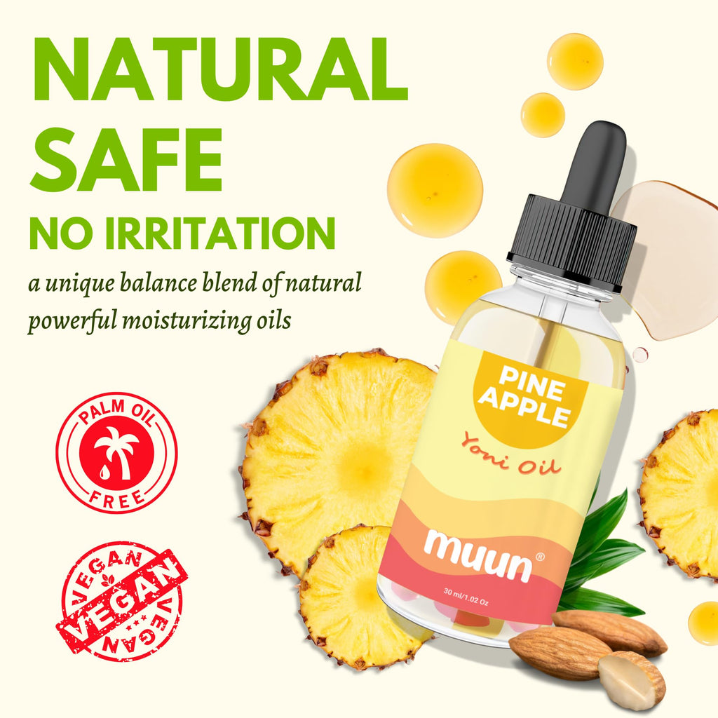 Muun Pineapple Intimate Oil for Dryness Perfume Oil After Shave Ingrown Hair Moisturizer & Nourishing Care For Women, 100% Natural