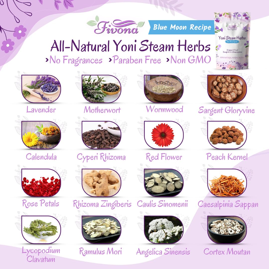 Fivona Yoni Steam Kit 2-in-1 Seat with V Steaming Herbs Sunrise Recipe for Detox, Cleansing, PH Balance and Odor Control