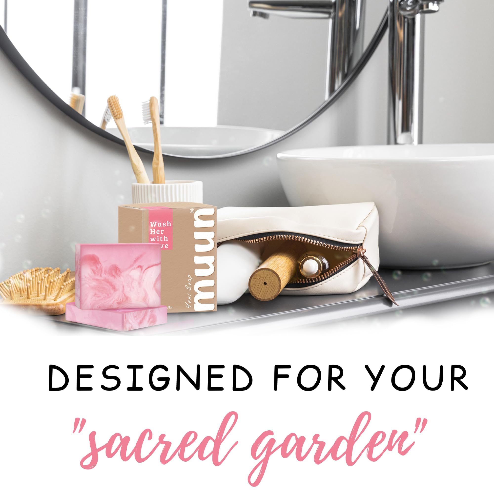 Muun Yoni Soap Bar - Pack 3 pH Balancing Cleanser - Probiotics & Natural Ingredients - Gentle Cleansing Formula Eliminates Odor Vaginal Health - Feminine Wash - Moisturizing Intimate (Strawberry, Pack of 3)