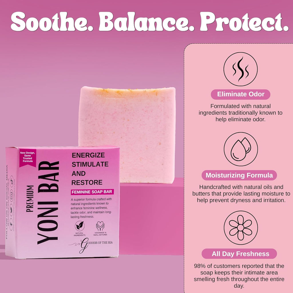 Goddess Of The Sea Beauty Bar Premium Yoni Bar – pH Balance Feminine Wash – Natural Ingredients Feminine Care Daily Oil Great for Razor Bumps, Dryness, BV, Odor – 3oz Yoni Bar