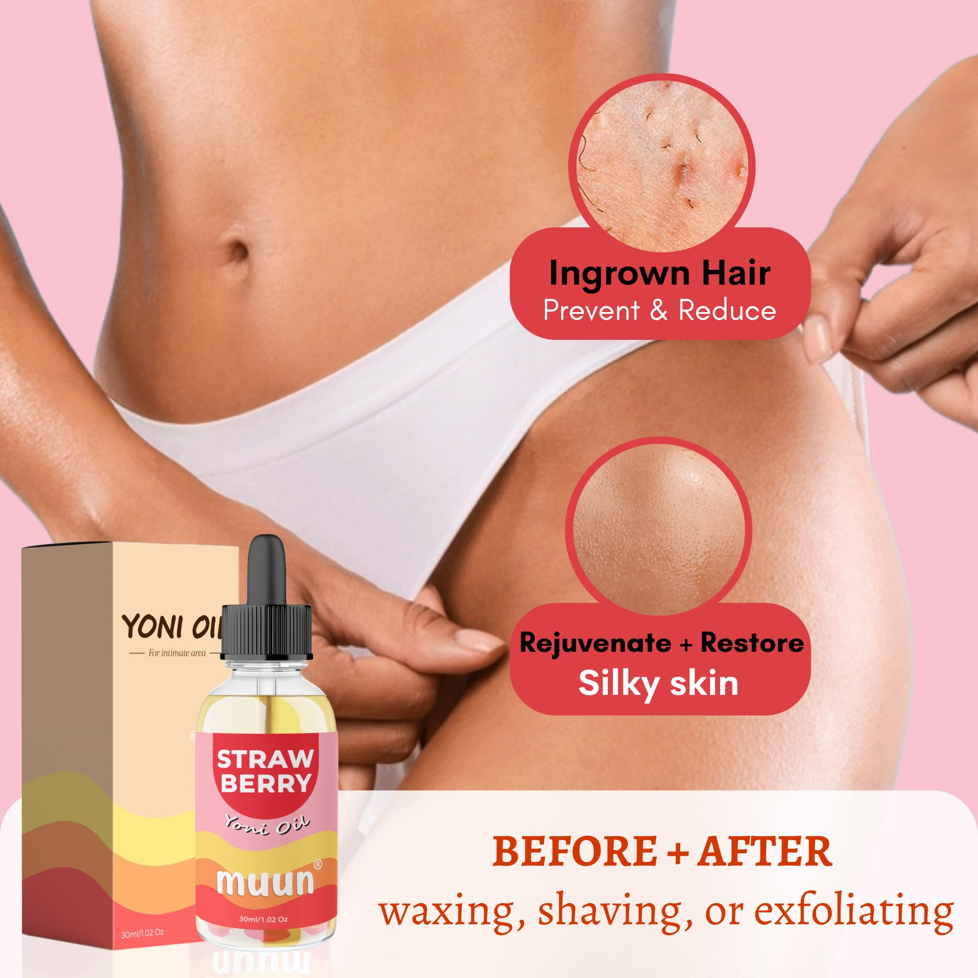 Muun Pineapple Intimate Oil for Dryness Perfume Oil After Shave Ingrown Hair Moisturizer & Nourishing Care For Women, 100% Natural