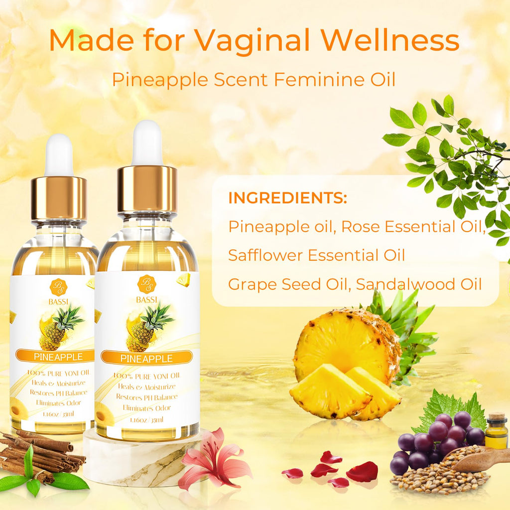 2PCS Yoni Oil Organic Feminine Moisturizer - Ph Balance for Women - Feminine Deodorant - Eliminates Odor with Pineapple Essential Oil, All Natural
