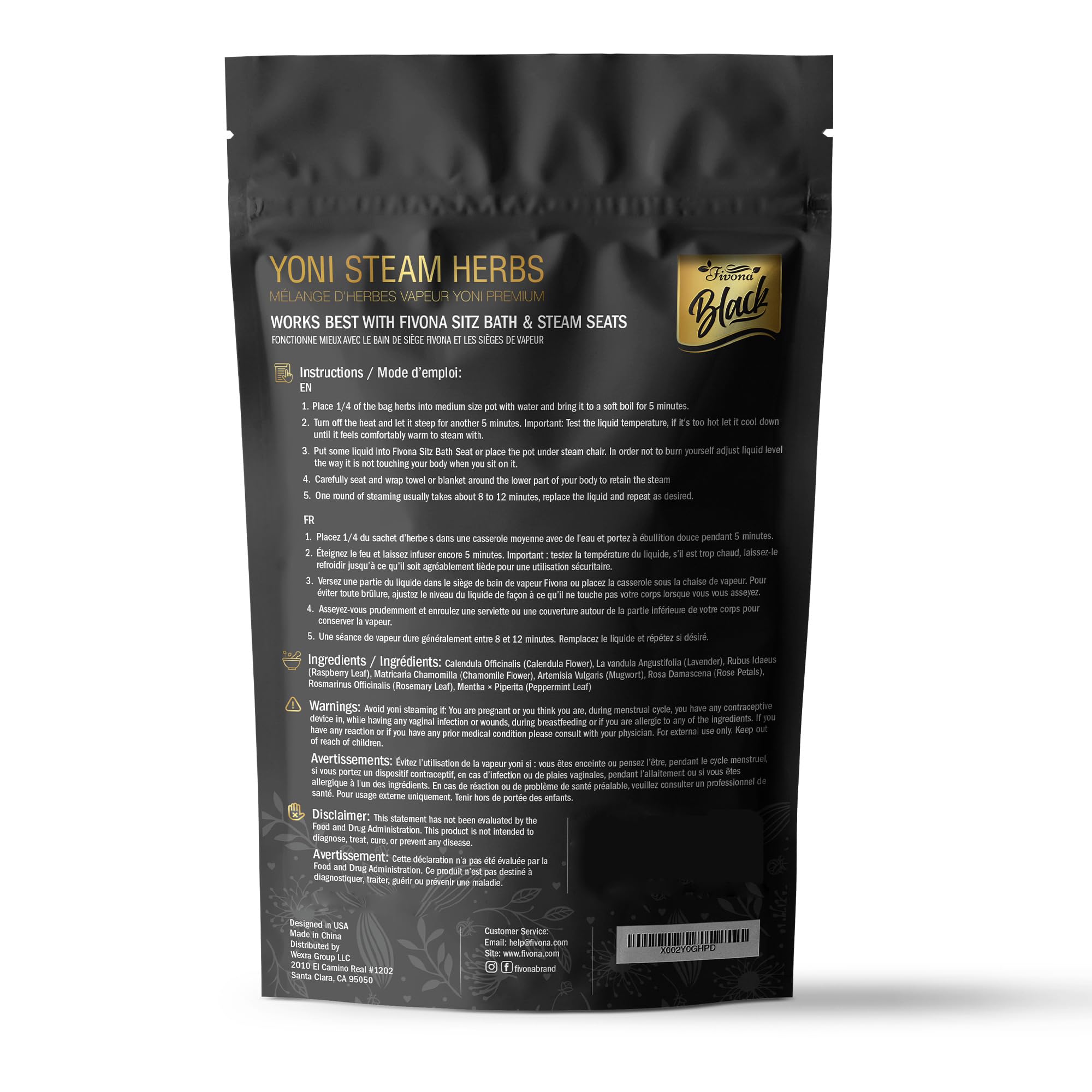 Fivona 5-in-1 Yoni Steaming Kit Foldable Over The Toilet Steamer Seat with Black Red Pink Premium Yoni Herbs and Storage Bag - Effective Detox pH Balance Cleansing and Relaxation - at Home V-SPA