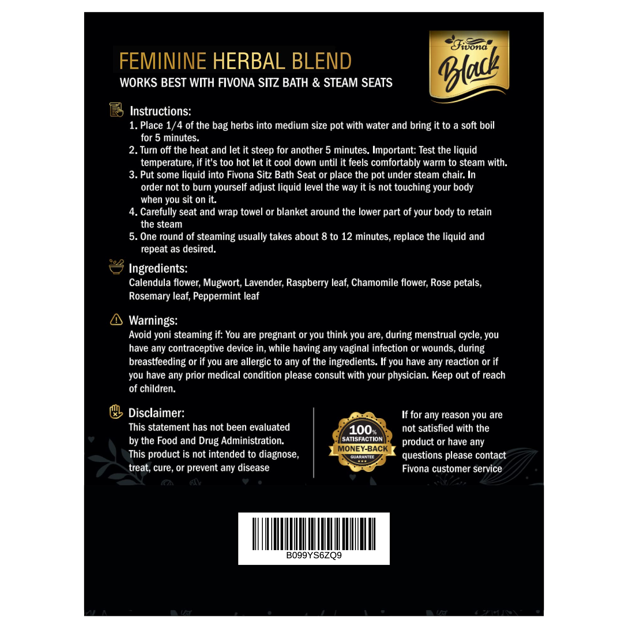 Fivona 5-in-1 Yoni Steaming Kit Foldable Over The Toilet Steamer Seat with Black Red Pink Premium Yoni Herbs and Storage Bag - Effective Detox pH Balance Cleansing and Relaxation - at Home V-SPA