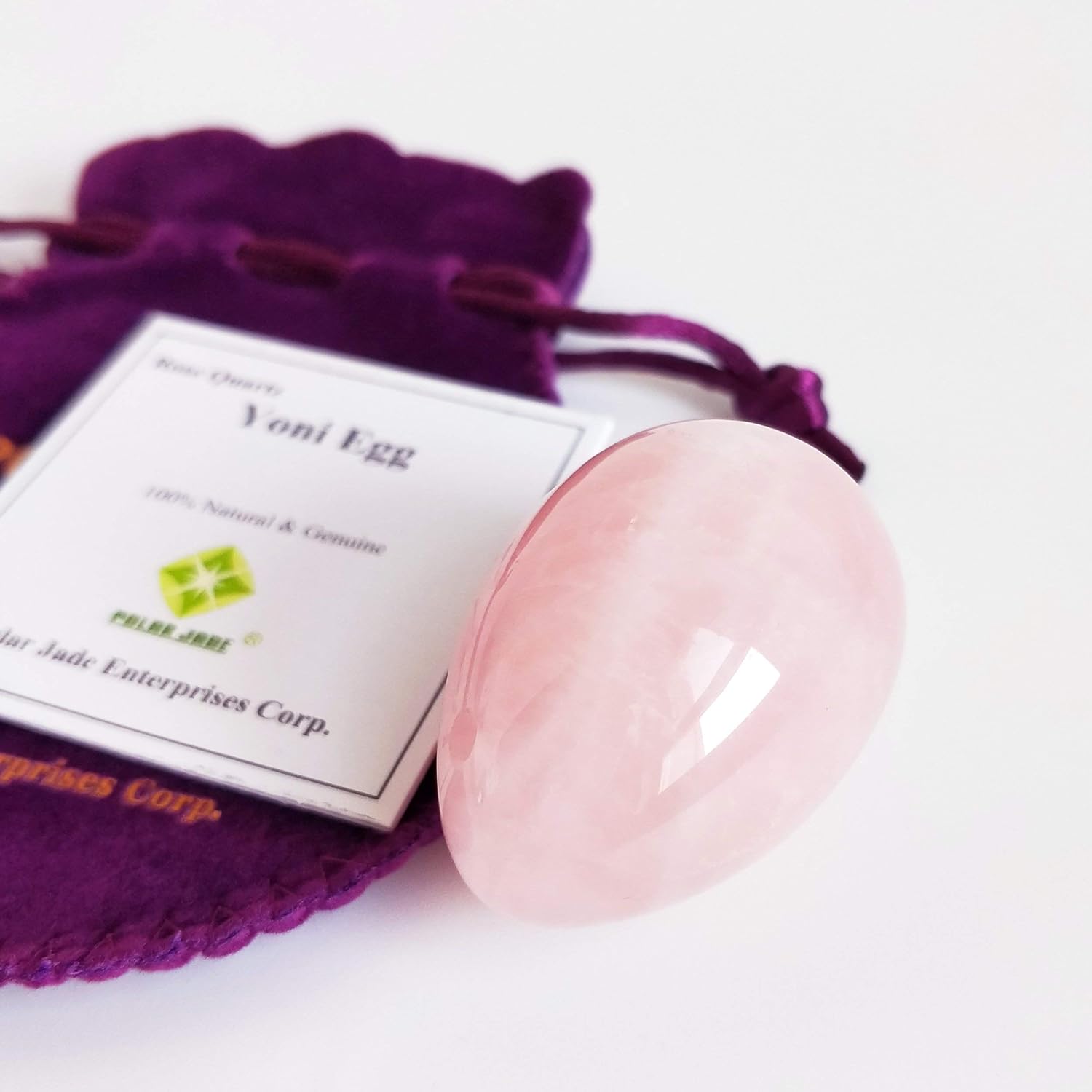 Yoni Egg of Rose Quartz, Drilled, Medium, with Certificate and Instructions, Pink Love Stone, for Women