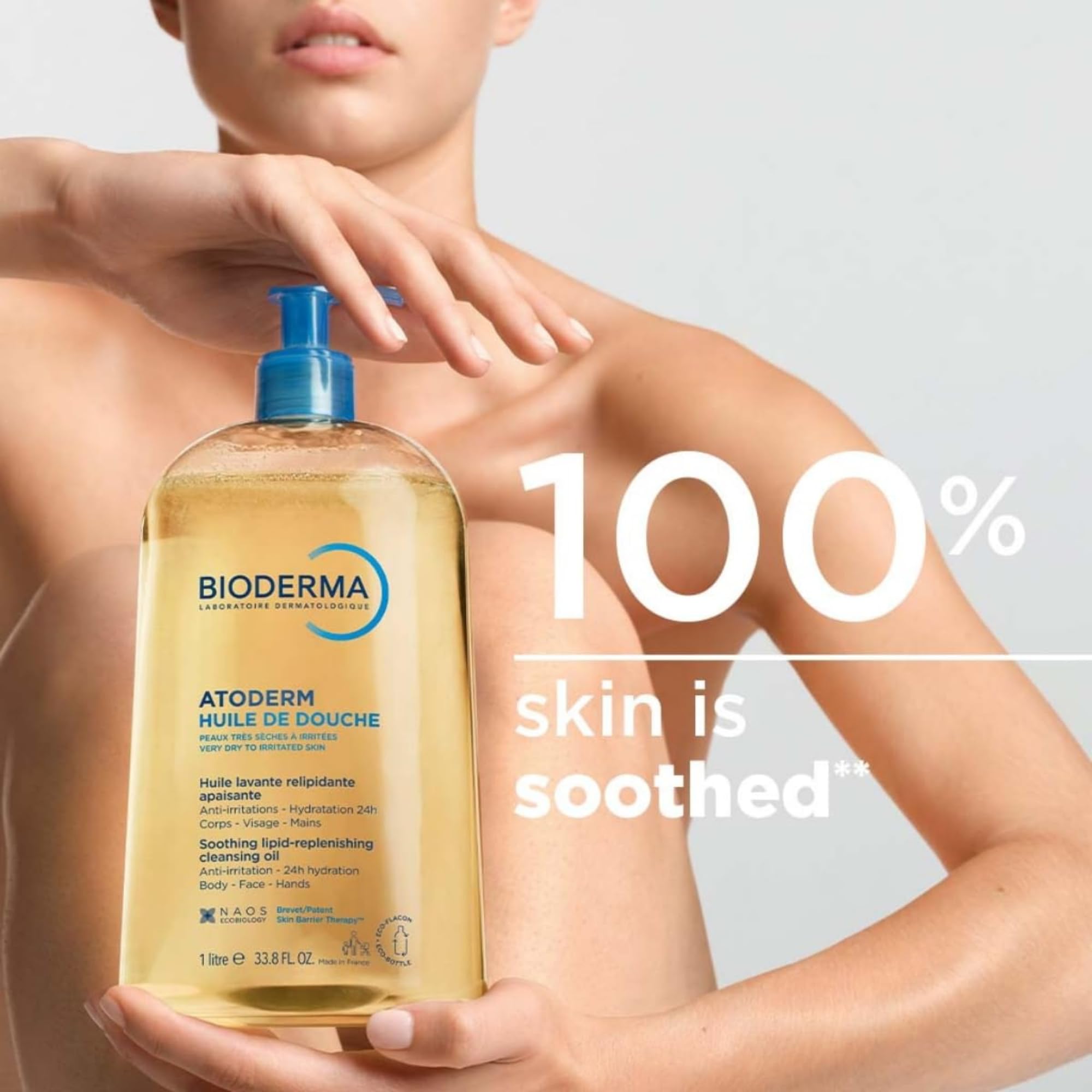 Bioderma Atoderm Shower-Oil, Cleansing-Oil For Face & Body, Nourishing Cleansing Oil For Dry to Atopic Sensitive Skin For Softer & Smooth Skin For Your Whole Family