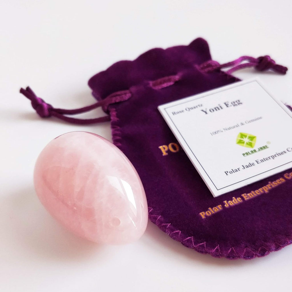 Yoni Egg of Rose Quartz, Drilled, Medium, with Certificate and Instructions, Pink Love Stone, for Women