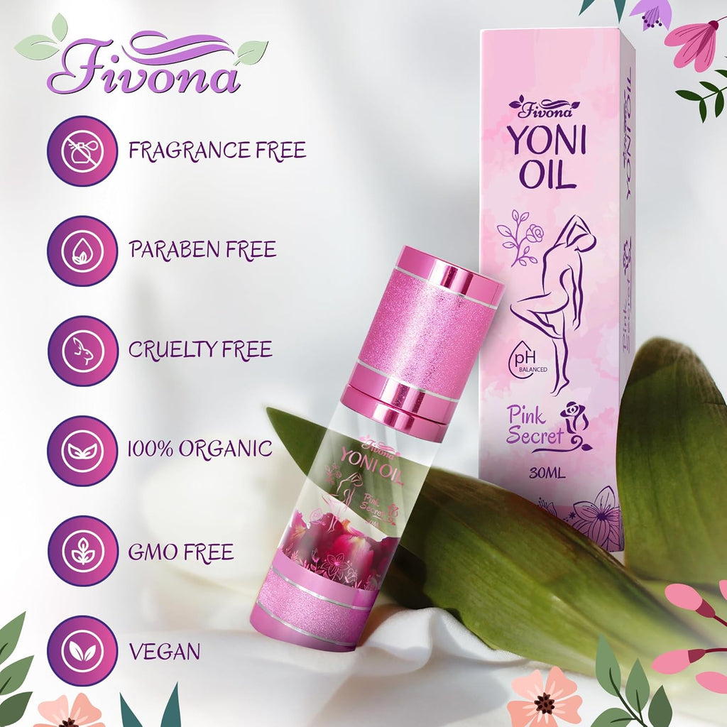 Fivona Yoni Oil Natural pH Balanced for Soothing Feminine Care - Blend of Essential Oils - Moisturizing Oil Blend for Odor Control, Detox 30ml