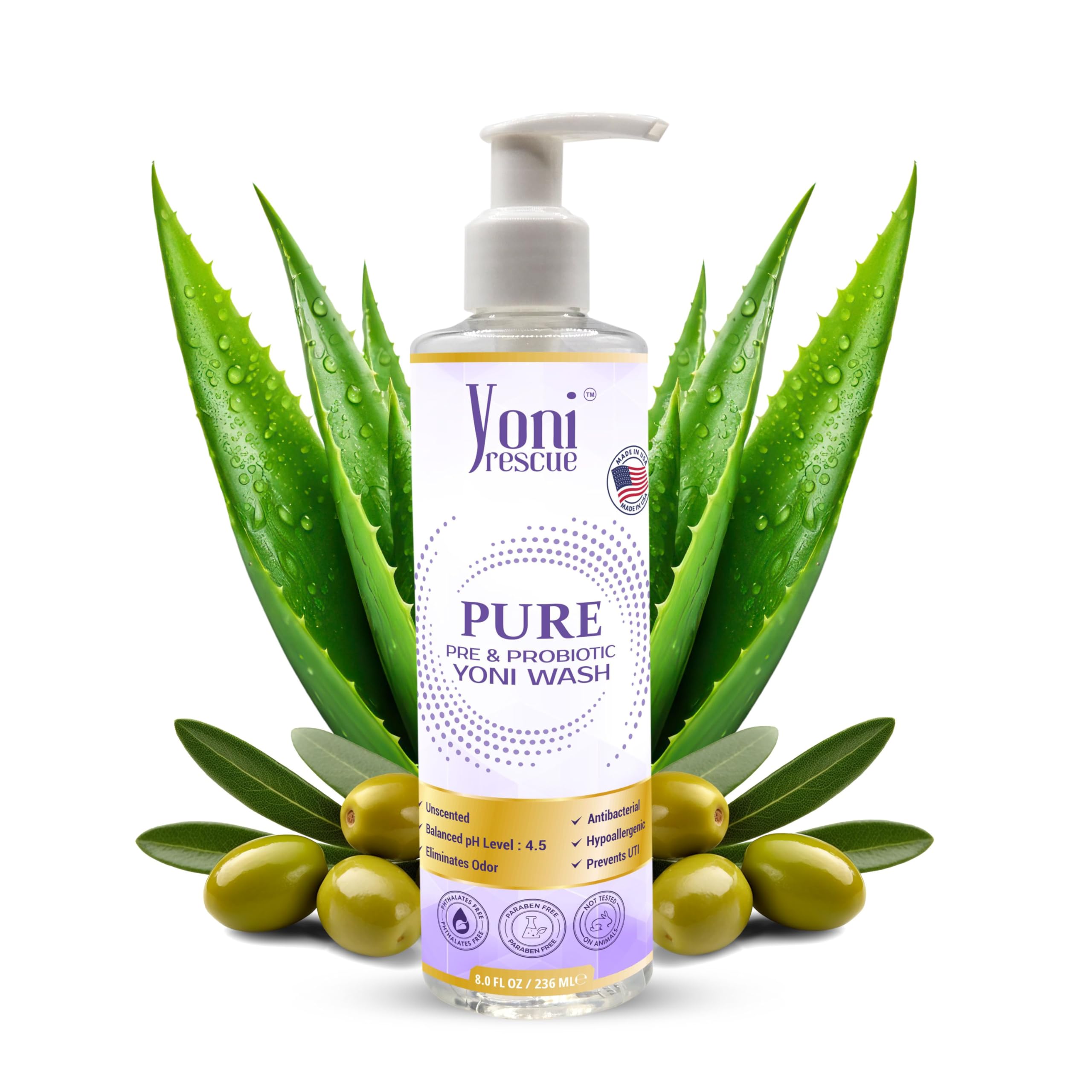 Yoni Rescue Probiotic Yoni Wash - All Natural Ph Balance Feminine Wash for Women Essentials Wetness, Vaginal Wash Intimate Moisturizing Deodorant, Gentle, Hydrating & Soothing – 8 oz (Unscented)