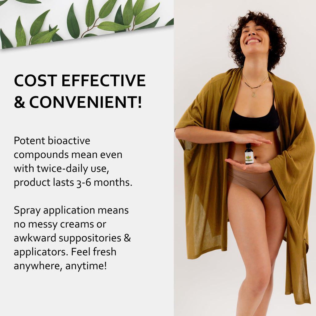 The Original All Natural Feminine Spray | Treats Symptoms of Yeast Infections & BV Fast! | 100% Yoni All-Oil Blend Made with Tea Tree, Lemongrass, and Orange Essential Oils | 2 oz. Spray