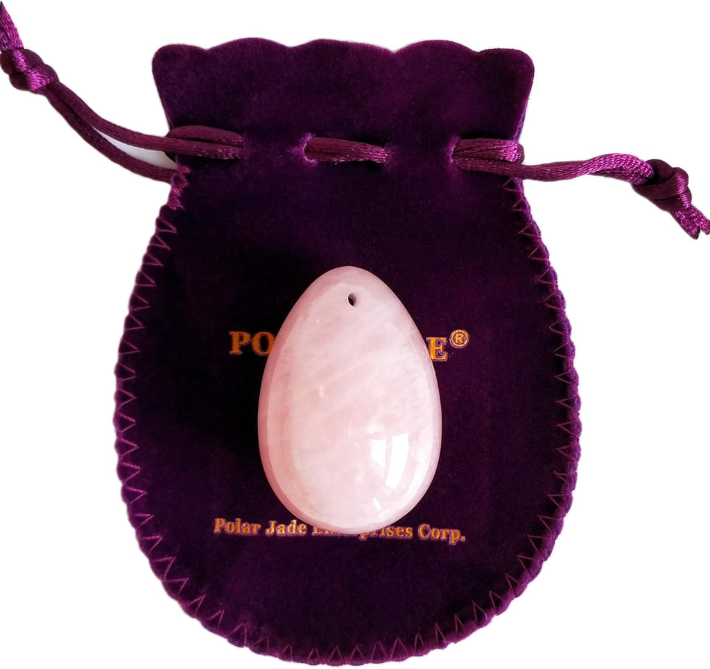 Yoni Egg of Rose Quartz, Drilled, Medium, with Certificate and Instructions, Pink Love Stone, for Women