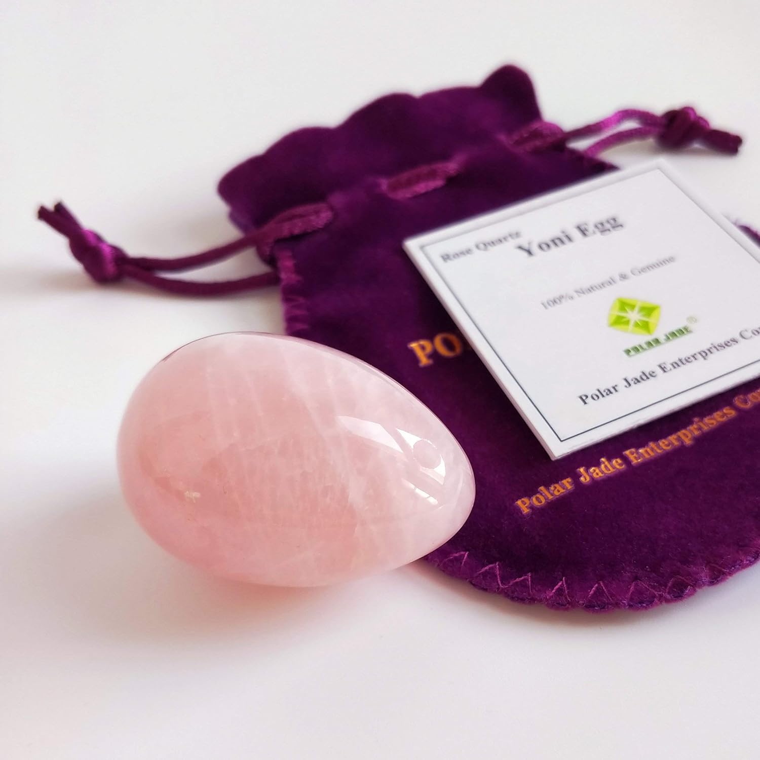 Yoni Egg of Rose Quartz, Drilled, Medium, with Certificate and Instructions, Pink Love Stone, for Women