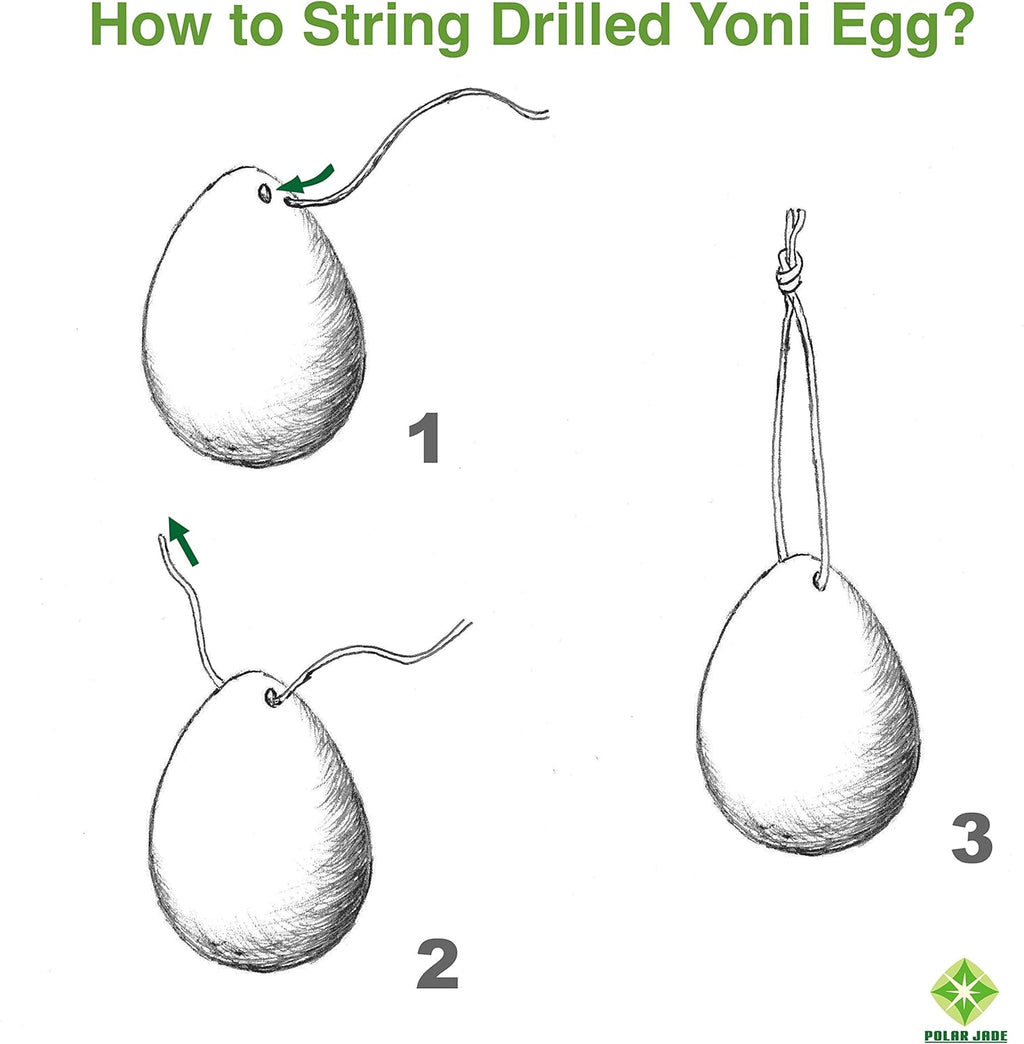 Yoni Eggs 2-pcs Set Rose Quartz Jade Eggs, Predrilled, Hand Crafted, Medium and Small 2 Sizes, with One Box Unwaxed String, User Instructions and Certificates