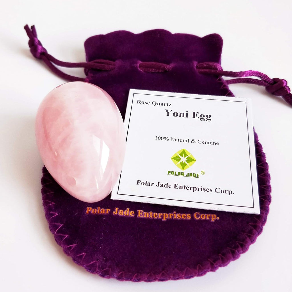 Yoni Egg of Rose Quartz, Drilled, Medium, with Certificate and Instructions, Pink Love Stone, for Women