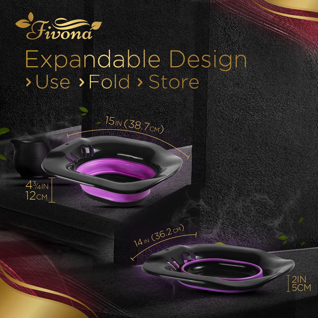 Fivona 5-in-1 Yoni Steaming Kit Foldable Over The Toilet Steamer Seat with Black Red Pink Premium Yoni Herbs and Storage Bag - Effective Detox pH Balance Cleansing and Relaxation - at Home V-SPA