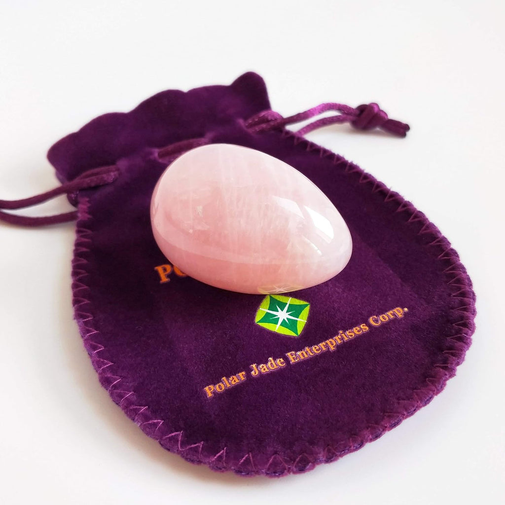 Yoni Egg of Rose Quartz, Drilled, Medium, with Certificate and Instructions, Pink Love Stone, for Women