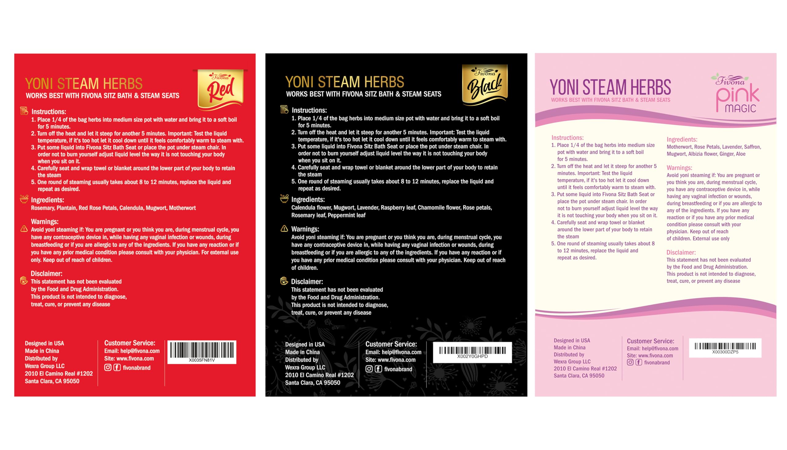 Fivona 5-in-1 Yoni Steaming Kit Foldable Over The Toilet Steamer Seat with Black Red Pink Premium Yoni Herbs and Storage Bag - Effective Detox pH Balance Cleansing and Relaxation - at Home V-SPA